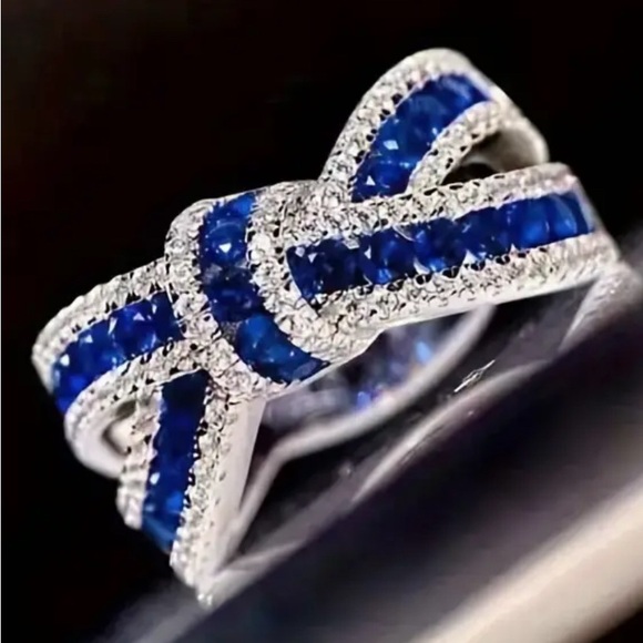 Jewelry - Elegant Blue and Silver Bow Women’s Ring